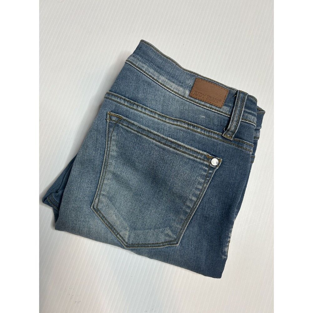 Judy Blue Jeans 11/30 Patched Rip Skinny Jeans Stretch Mid Rise Raw Hem JB8240MD